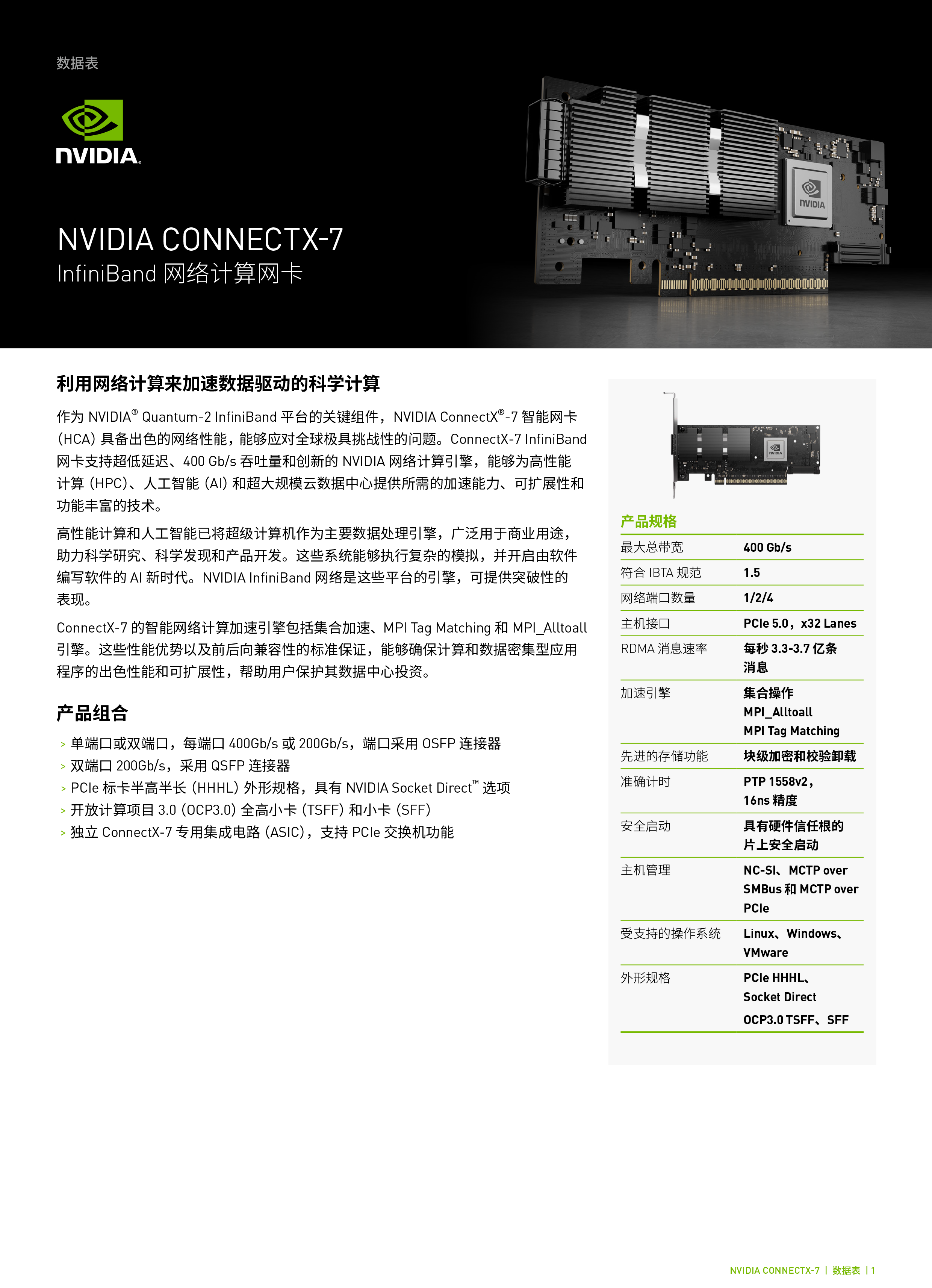 产品手册丨Connectx-7InfiniBand网卡-1